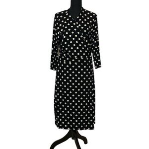 Safe Marley Black White Polka Dot Wrap Dress 16